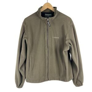 Simms Tan Brown Fleece Full Zip Jacket Wind Stopper Pockets Men's Medium